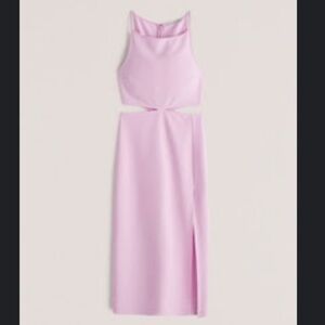 Boatneck Side Cutout Midi Dress